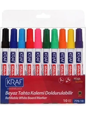 Artline Kraf Doldurulabilir Beyaz Tahta Kalemi 10'lu Set 770-10 Çok Renkli Kalemler ile