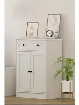 Rabi Rumy-S1 Country Şifonyer Beyaz Suntalam 1 Çekmeceli 70 cm Genişlik 100 cm Yükseklik 40 cm Derinlik