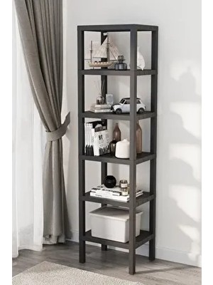 Ombeg Vesken Dekoratif 6 Bölmeli Plastik Çok Amaçlı Banyo Düzenleyici Saksılık Kitaplık Siyah