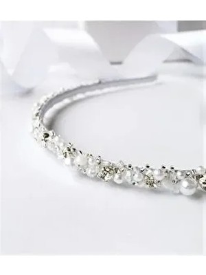 (H)Kristal Taş ve Inci Detaylı Nişan, Nikah, Gelin Tacı