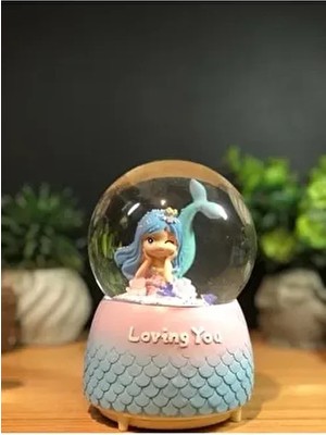 Lapidaria Deniz Kızı Temalı Çok Renkli Işıklı Müzikli Püskürtmeli Kar Küresi Büyük Boy