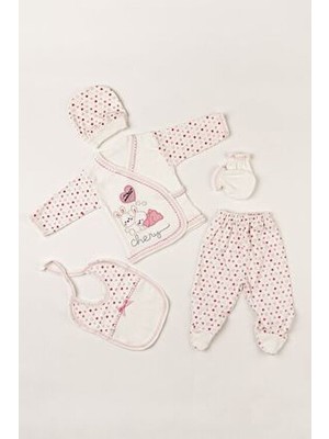 NEU KIDS Tavşanlı Pembe Yenidoğan Kıyafetleri 5 Li Hastane Çıkış Seti Kadın Temalı