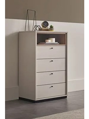 Loreto Yüksek Şifonyer - Kırık Beyaz