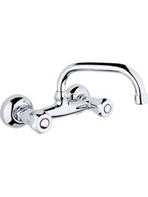 Armatür Dünyası Krom Kaplama Çevirmeli Klasik Mutfak Evye Bataryası Banyo Musluğu