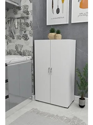 IRMAK DÜNYASI Irmak Modern 2 Kapılı Çok Amaçlı Dolap Beyaz Suntalam Malzeme 110 cm Yükseklik 59 cm Genişlik
