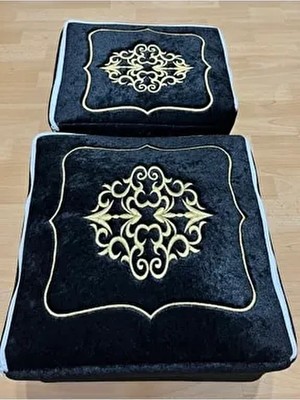 ayhanhome Çeyizlik Kadife Gold Işlemeli Siyah Bohça 2'li Nişan Gelin Damat Hurcu Şık Tasarım