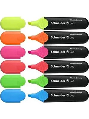 Schneider Neon Fosforlu Kalem 6'lı Set Canlı Renkler Pembe Kırmızı Turuncu Mavi Yeşil Sarı 1-4.5mm