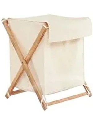 Meditroia Ahşap Kirli Çamaşır Sepeti 2 Gözlü Kapaklı Ekru Renk Malzeme Ahşap