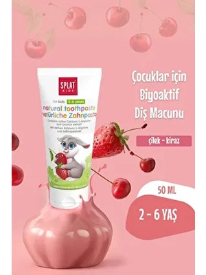 Splat Florürsüz Doğal Çocuk Diş Macunu 50 ml Çilek & Vişne Aromasıyla İtalya Menşeli