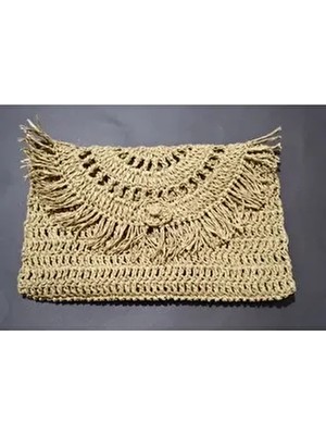 Kirazeli Kağıt Ip Portföy Çanta Hasır El Çantası Kadın İçin Düz Tekstil Materyal ile Şık Tasarım