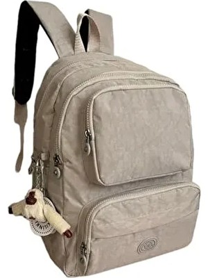 Klinkır Suya Dayanıklı Bej Renk Çok Gözlü Sırt Çantası Kadınlar İçin Geniş Hacim