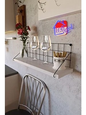 Lefiev Lefi Ev Duvar Rafı Tekli Beyaz Metal Duvar Rafı Modern Metal Duvar Rafı