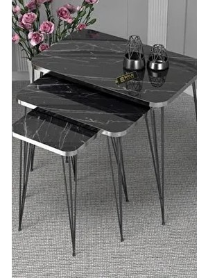 Zigon Sehpa Kr Gümüş Bendir Tel Siyah Ayak