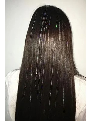 Gri Renk Simli Saç Aksesurı/ Saç Işıltısı Yan Postiş Hair Tinsel Shiny Hair