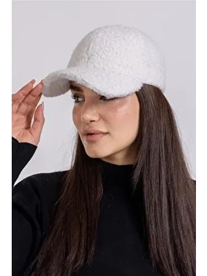 Şapka Peluş Ponpon Kumaş Beyaz