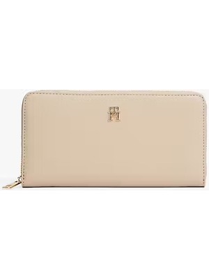 Kadın Ikonik Logolu Fermuarlı Cüzdan - Bej