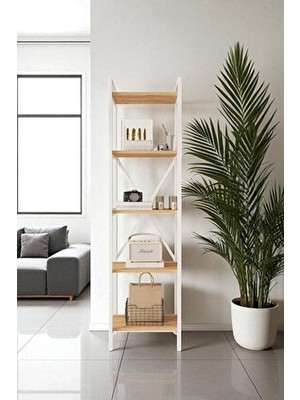 Mobitopya Nilamu Çam 45 cm Kitaplık Kahverengi Suntalam Malzeme ile Modern Tasarım 45*170*34 cm Boyutlarında