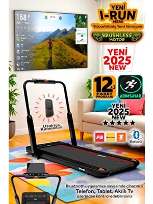 Irun New Koşu Bandı, Bluetooth, 12KM Hız, Kumandalı, Sıvı Silikon Hediyeli, Adım Sayarlı, Programlı