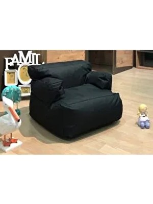 Siyah Pufumo Mini Relax Armut Puf Koltuk 1-8 Yaş İçin Yumuşak ve Dayanıklı İmperteks Kumaş