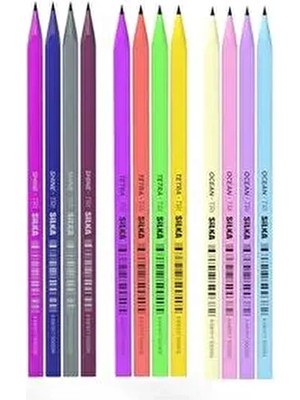 Silka Üçgen Karışık Renkli Kurşun Kalem 6'lı Farklı Renk Seçenekleri ile Eğlenceli Çizim Deneyimi