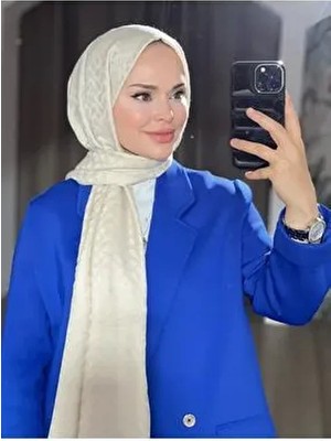 Valor Scarf Fildişi Kadın Şal %100 Pamuk Düz Desen Bej Renk 70 x 180 cm Bloom Desen