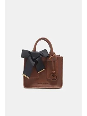 Black Ribbon Pure Mini Boy Kadın Aksesuarlı Çanta Taba Suni Deri ve Hayvan Dostu Özellikleriyle Şık