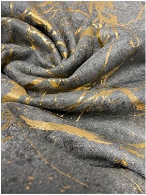 Koltuk Çekyat Örtüsü Yenimoda Altın Varaklı Dekoratif Antrasitzemin Süngerli Koltukörtüsü