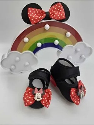 Minnie Mouse Bebek Patik ve Bandana Set Ayakkabı Bandana Seti