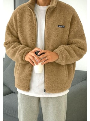 Oversize Peluş Tam Fermuarlı Sweatshirt Peluş Içi Polarlı Sherpa Kumaş Sweatshirt