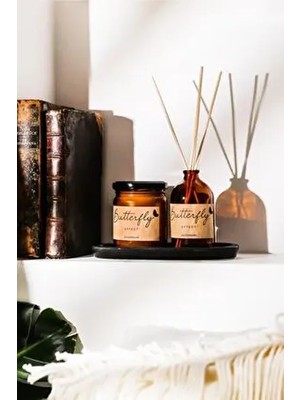 Siyah Stanlı Kraft Etiketli Kokulu Mum ve Vanilya Koku Set