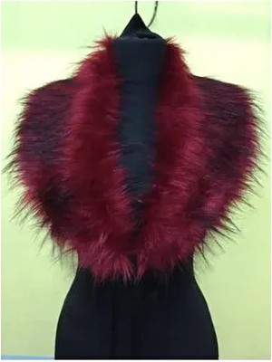 Kürk Yaka Bordo Kürk Şal Yaka 82 cm Uzunlukta Kadın Aksesuarı Şık ve Zarif Tasarım