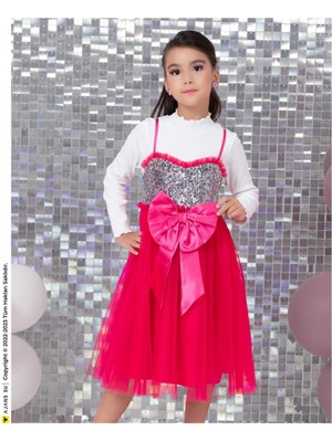 Kız Çocuk Tek Parça Elbise, Tüllü ve Payetli Balo Mezuniyet Barbie Konsepti