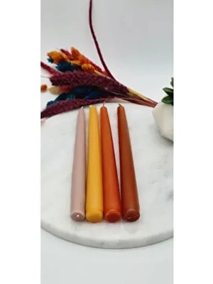 4 Lü Şamdan Mum Bahar Renkleri