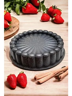 Granit Döküm 26CM Tart Kalıbı Siyah Dilimli Turta Kalıbı Kek Kalıbı