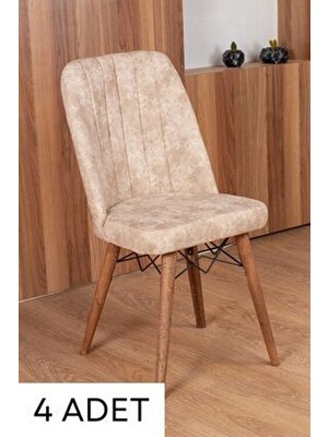 Jev Serisi Mutfak Sandalyesi , Yemek Sandalyesi , 4 Adet Krem Sandalye