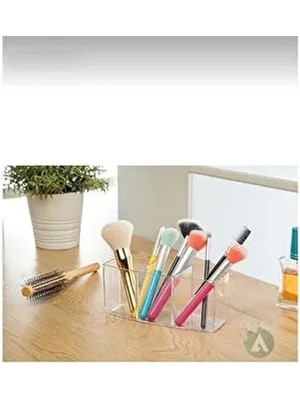 Ahir Ticaret Kristal 3 Bölmeli Organizer Takımı Renkli Makyaj Fırçaları İçin Şık Düzenleyici