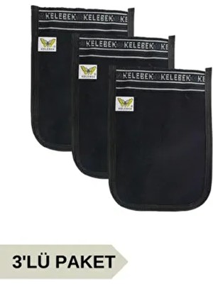 3'lü Osmanlı Kalın Siyah Banyo Hamam Kesesi 25X17 cm