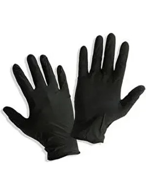 Siyah Pudrasız Nitril Eldiven 100 Adet Düz Desenli Yüksek Kalite