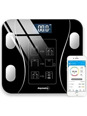 Anymetre Vücut Yağ Analizi Yağ Ölçer Kare Dijital Baskül Tartı