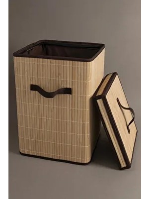 Meander Doğal Bambu Kirli Çamaşır Sepeti 32X32X45 cm 4589