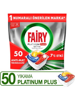 Fairy Platinum Plus Bulaşık Makinesi Deterjanı Kapsülü / Tableti; 50 Yıkama Limon Kokulu