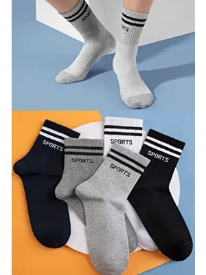 5 Çift Sport Yazılı Uzun Erkek Çorap