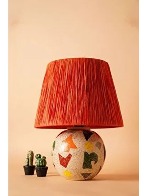 HMY Design Carte Handmade Turuncu Seramik Abajur Çok Renkli Modern Tasarım İç Mekan Kullanımı İçin