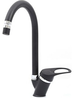 Kustar Olinda Siyah Mutfak Evye Bataryası 360 Oynar Perlatörlü Modern Stil ve Dayanıklı Yapı