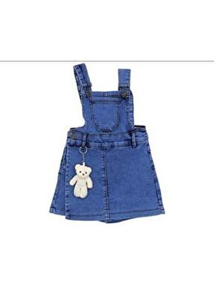 Kız Çoçuk Kot Ayıcıklı Etekli Slopet Mavi - 7 Yaş