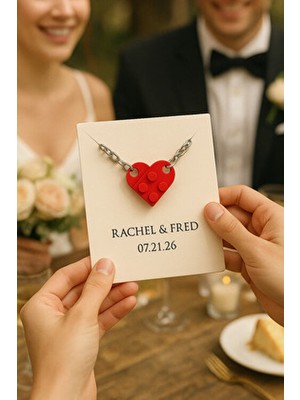 Şeker Ofisi Kişiye Özel Isimli Ikili LEGO Kalp Anahtarlık – Düğün, Nişan, Kına Hediyelik, Nikah Şekeri