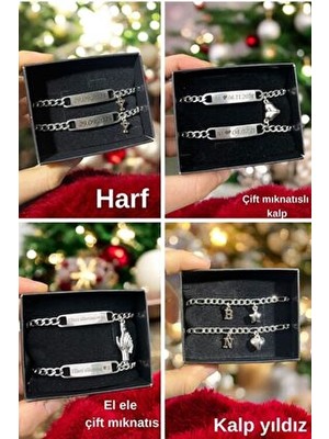 HayDün Kararmaz Çelik 2li Harfli Bileklik Sevgili/çift/arkadaş Bilekliği Unisex Bileklik Sevgililer Günü