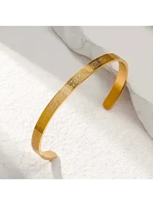 Gözde Atelier Ayetel Kürsi Paslanmaz Çelik Gold Ayarlanabilir Bileklik Kullanıcı İçin