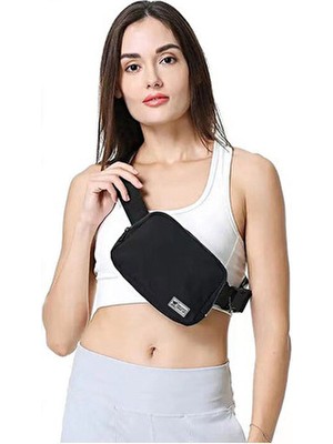 Woys Bags Unisex Siyah Renk Keten Bel ve Omuz Çantası Düz Desenli Ergonomik Tasarım
