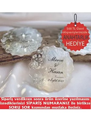 Epoksi Magnet 20 Adet Söz Nişan Nikah Düğün Kına Kuran Hatırası Şekil Sedefli İnci Beyaz